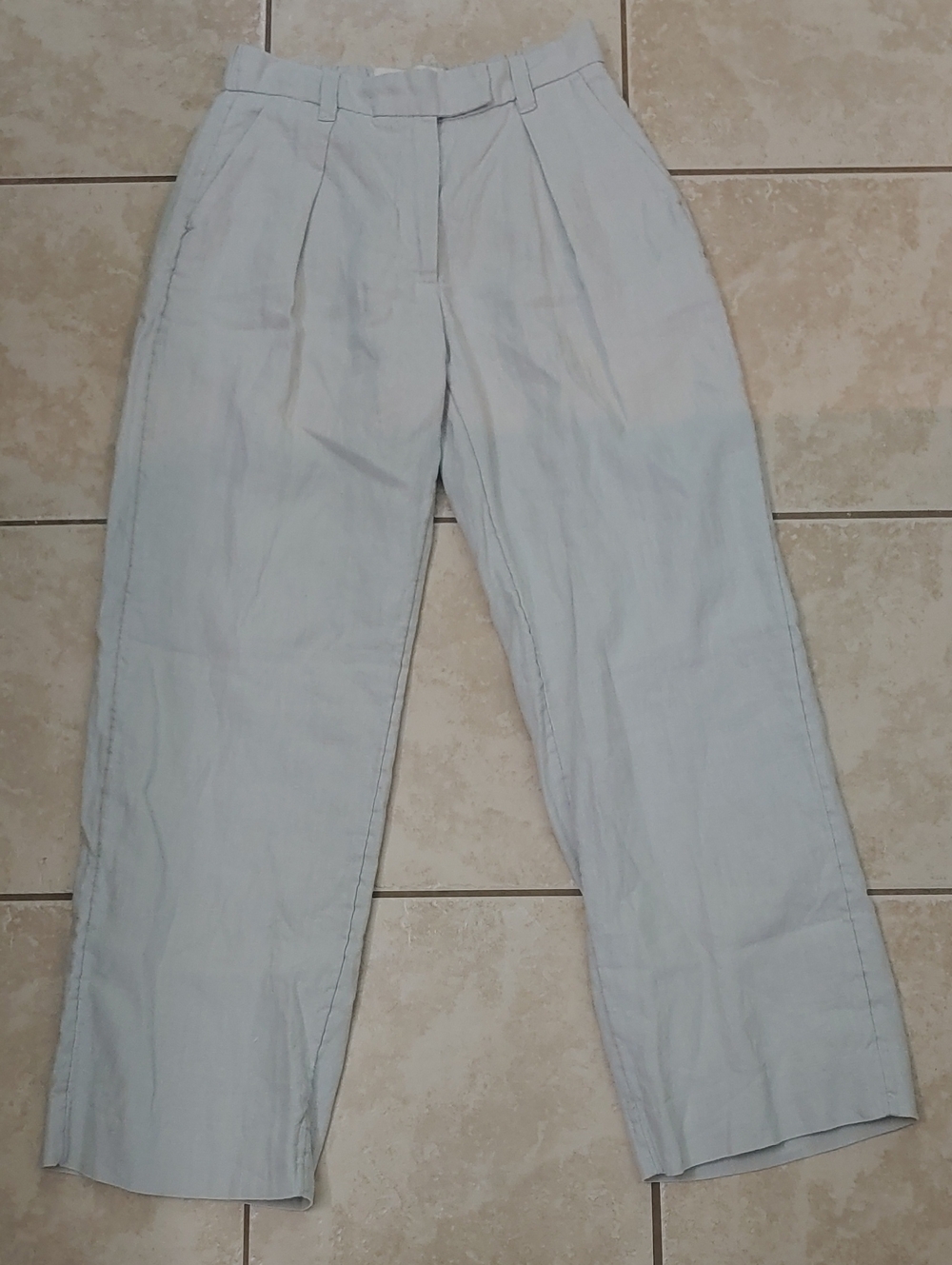 A&F The Linen Collection Pants Women 25S Beige Tailored Safari Coastal Trousers